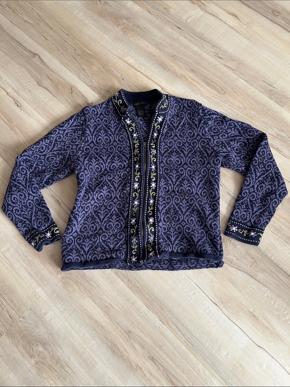 Nomadic Traders Purple Patterned Embroidered Cardigan